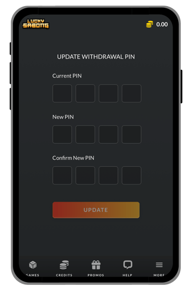 lucky sabong withdrawal pin update screen