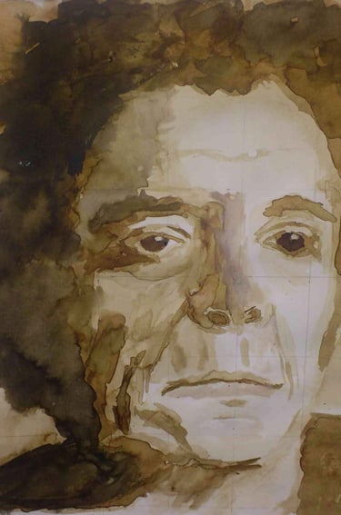 Portret van een man, bister op papier,