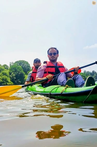 Kayaking through Pondicherry mangrove forest waterways.