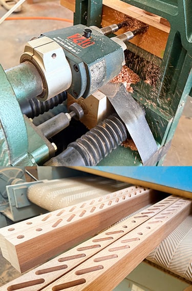 Boring dowel holes and sanding the frame