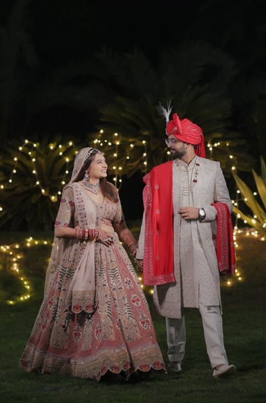 Bride and groom makeup for wedding photography in Vadodara by R&D Bridal Makeup