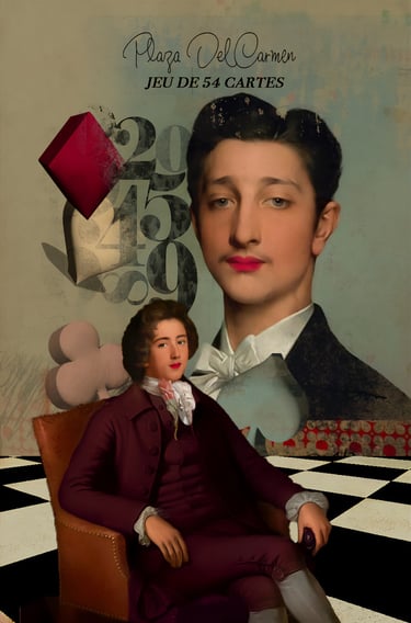 Jeu de 54 cartes. Chaque carte a une apparence distincte.