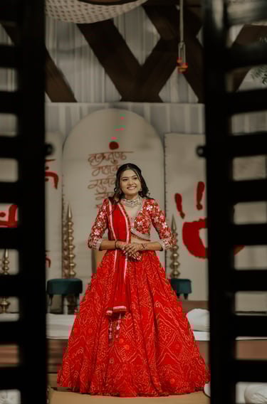bridal makeup Vadodara, stage bridal makeup, red bridal look India, Gujarati bridal makeup, wedding 