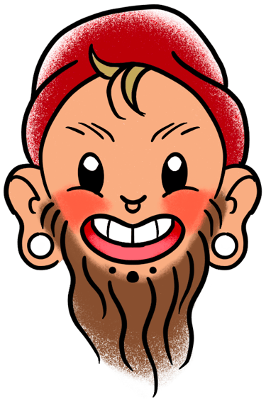 A cartoon drawing of Fecke’s face