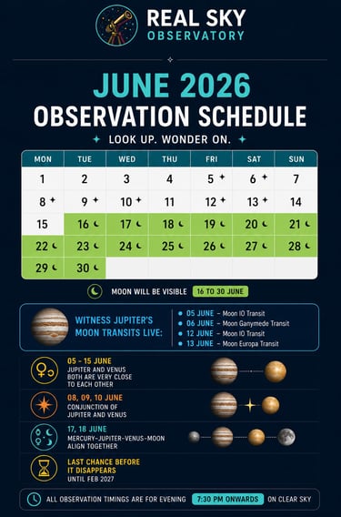 Astronomy Calendar for June 2026 for Delhi NCR