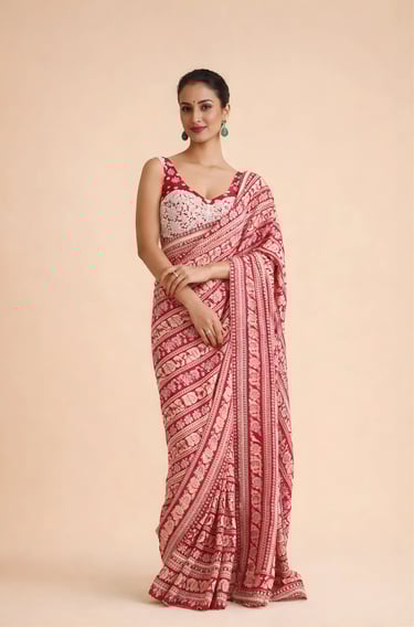 Gulab-e-jashn Parsi Saree