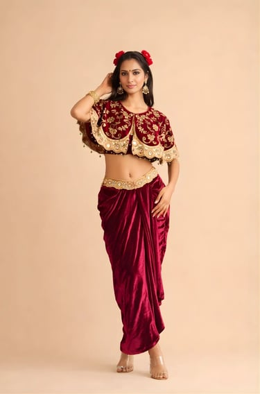 Short Cape and Drape Skirt Set