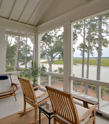 Screen porch waterfront home Charleston, SC
