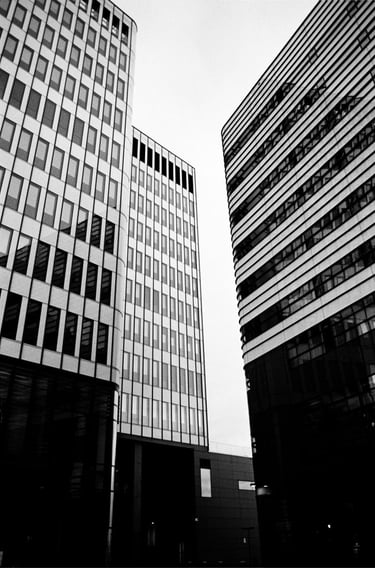 City modern buildings-analog photography