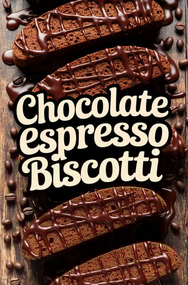 Chocolate espresso biscotti cookies, twice-baked crunchy coffee cookies with chocolate chips.