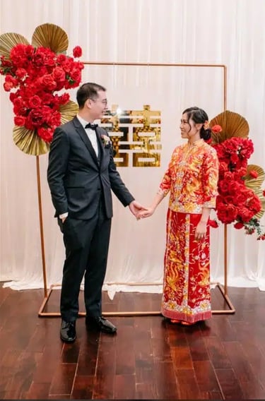 Chinese tea ceremony with a beautiful couple