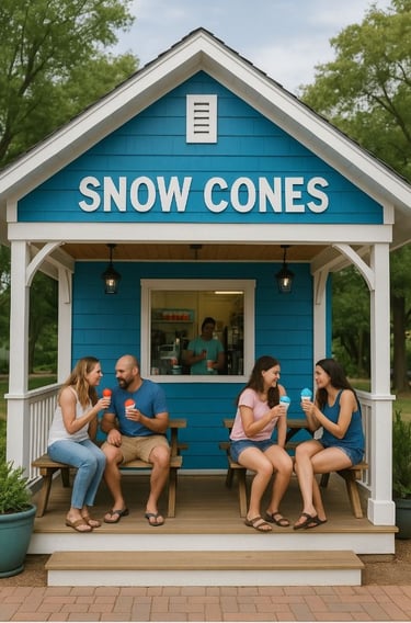 Locals in Conroe, Tx enjoying snow cones made with Mr. Ice 10 lb block ice. 