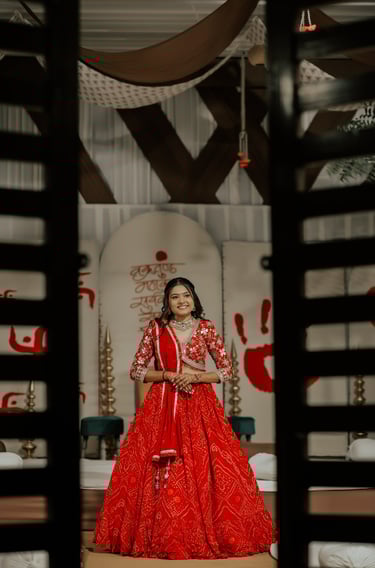 bridal makeup Vadodara, stage bridal makeup, red bridal look India, Gujarati bridal makeup, wedding 