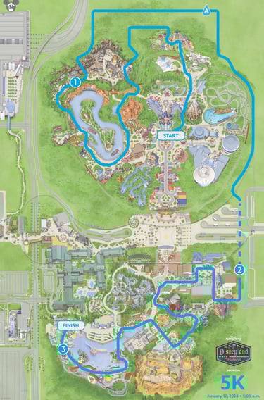 2024 runDisney Disneyland 5K Course Map