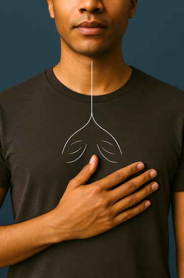 Mão no peito para presença