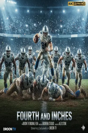 Movie poster for Fourth and Inches featuring American football players in action on a muddy field.