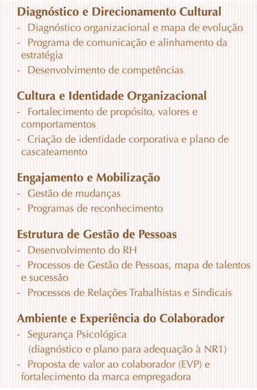 Soluções práticas em Cultura & Engajamento Áureas Consulting