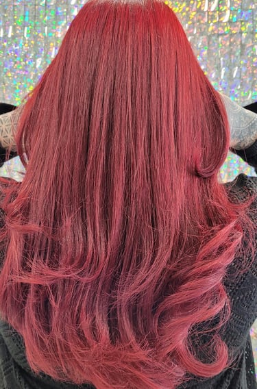 Long red voluminous waves