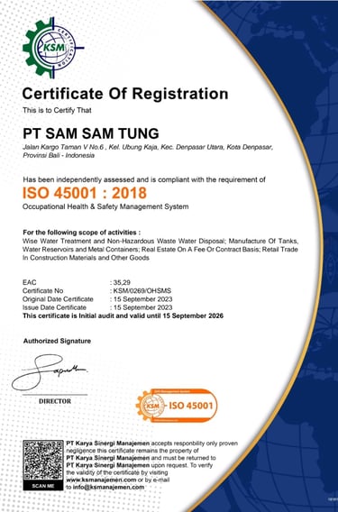 ISO 45001 2018 PT. Sam Sam Tung
