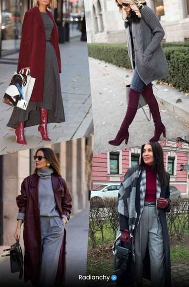 a woman in a coat and boots is walking down the street