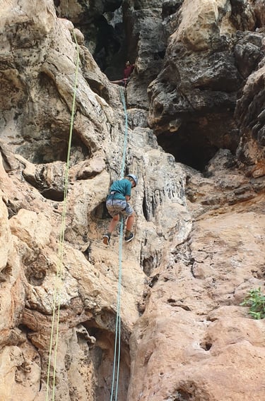 thailand krabi railay abseiling rock climbing