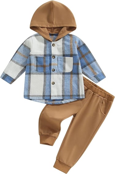 Plaid baby hoody with pants
