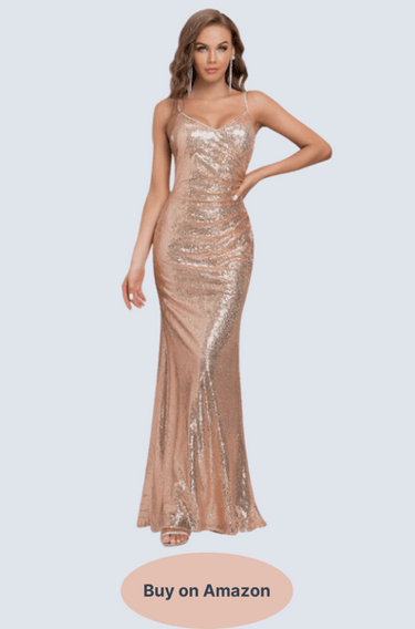 Ever-Pretty Women Sweetheart Mermaid Sequin Floor Length Evening Prom Gowns Rose Gold
