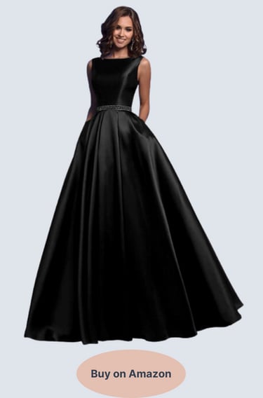 OFEECHUN Women's A Line Satin Prom Dresses Long Ball Gown Ruched Beaded Evening Formal Party Dress w