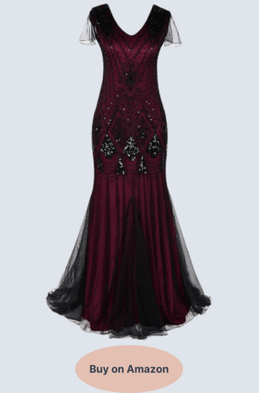 Women’s 1920s Vintage Sequins Fringe Long Gatsby Flapper Dress