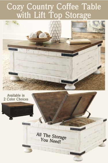 Cozy Country Coffee Table with Lift Top Storage