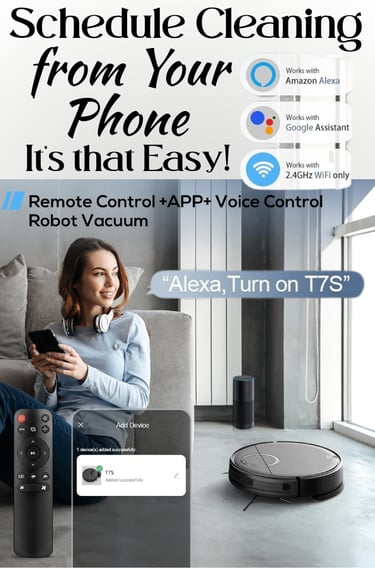 Robot Vacuum & Mop Combo Phone App plux Alexa