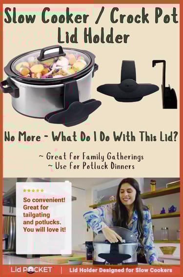 Slow Cooker / Crock Pot  Lid Holder Potluck Tailgating Family Gatherings