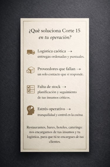 bastecimiento gastronómico solucionados por Corte 15 productos premium logística y selección 
