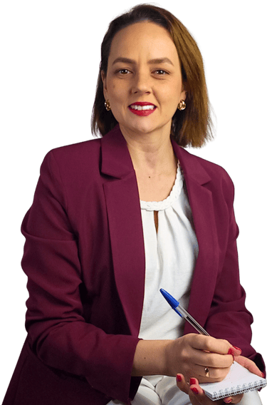 alt="Daiana Kleinkauf explicando como funciona uma sessão de psicanálise online"