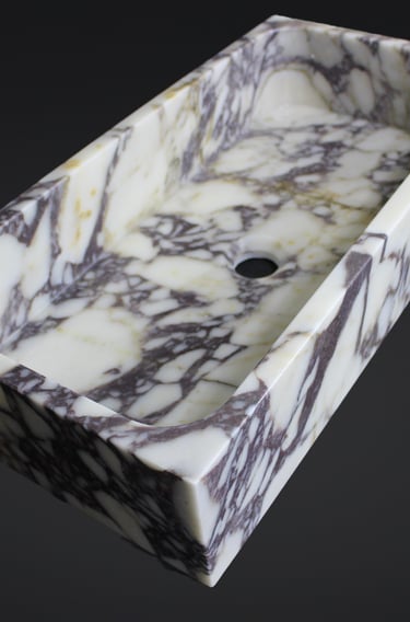 Calacatta Viola Marble Sink, Grooved Sink, Large Marble Sink, Handcarved Calacatta Viola Marble Sink