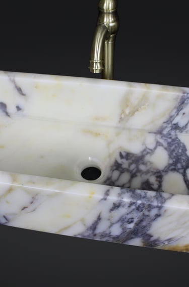 Calacatta Viola Marble Sink, Grooved Sink, Large Marble Sink, Handcarved Calacatta Viola Marble Sink
