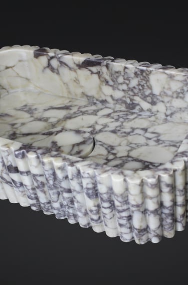 Calacatta Viola Marble Sink, Grooved Sink, Large Marble Sink, Handcarved Calacatta Viola Marble Sink