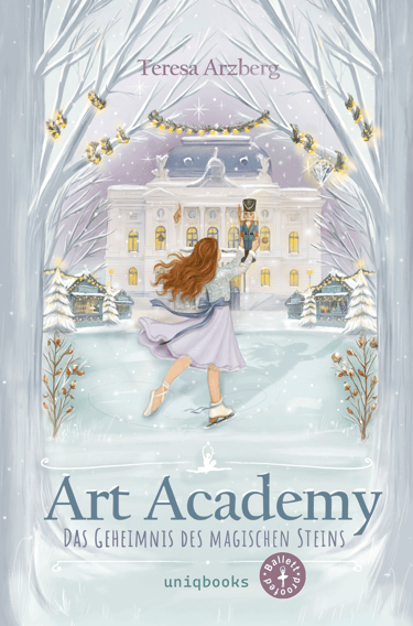 Kinderbuch Illustration Winterwald für Zielgruppe 8–12 Jahmy und hält einen Nussknacker in der Hand