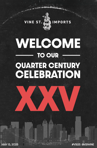 An event welcome poster for a wine importer
