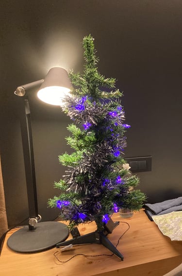 Christmas tree in hotel room