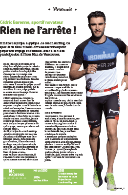 Article sur Cédric Barenne, triathlète de haut niveau