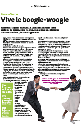 Article sur Roxane Veron, équipe de France de boogie-woogie