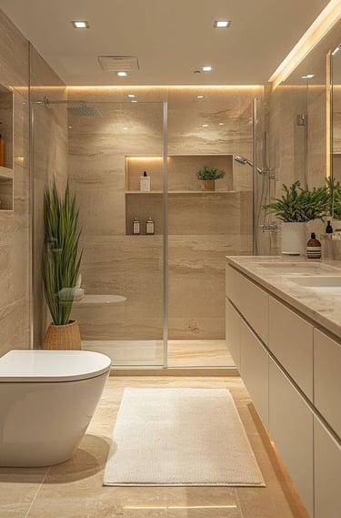 banyo yenileme sonrası ferah banyo alanı