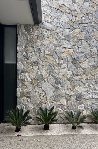 kültür taşı ile yapılan dış cephe duvar kaplaması