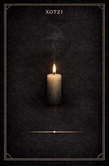 xotzi tarjeta ritual con vela blanca