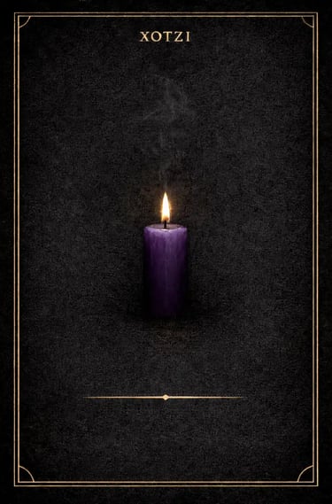 tarjeta ritual con vela morada