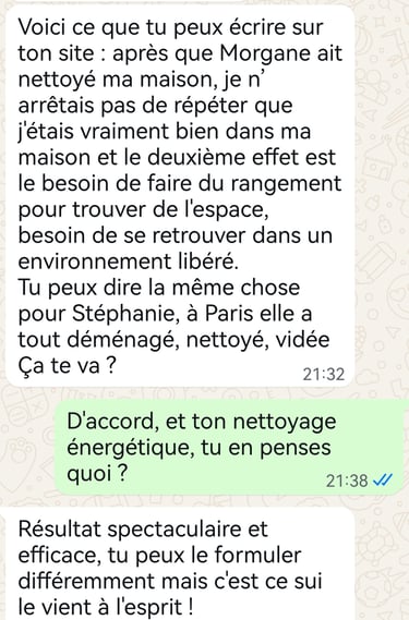 Témoignage d'un nettoyage énergétique d'une maison et d'un appartement Morgane Reliance