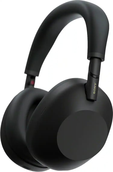 Black Sony WH-1000XM5 wireless noise-canceling over-ear headphones with a matte finish.