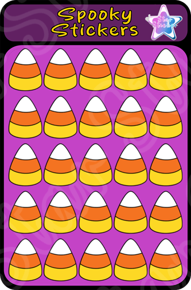 A Sticker Sheet of candy corn perfect for halloween