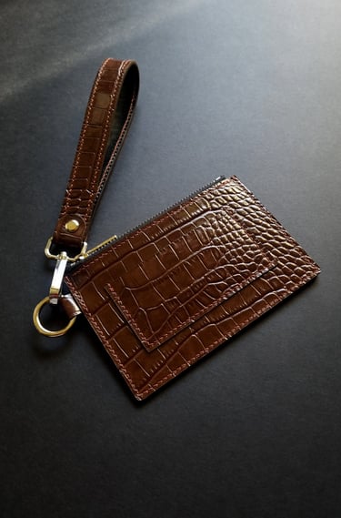 Handmade croc print card holder